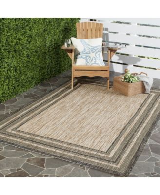 Courtyard CY8475 Natural and Black 5'3" x 7'7" Outdoor Area Rug