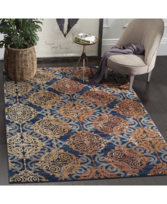 Evoke EVK230 Blue and Orange 5'1" x 7'6" Area Rug