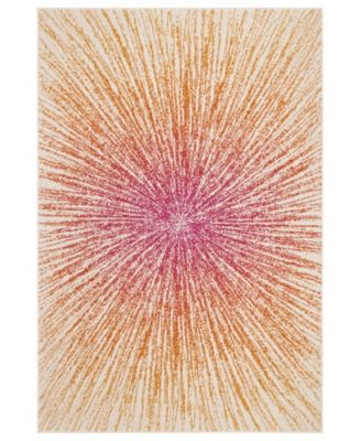 Evoke EVK228 Fuchsia and Cream 5'1" x 7'6" Area Rug