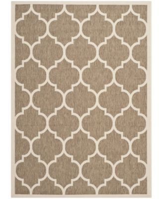 Courtyard CY6914 Brown and Bone 5'3" x 7'7" Outdoor Area Rug
