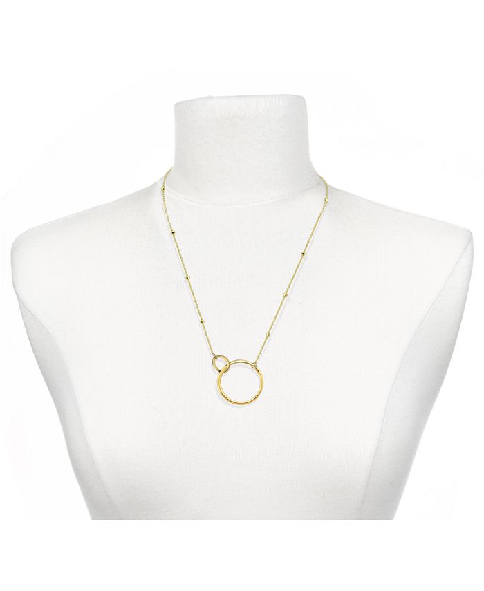 Argento Vivo - Interlocking Ring Pendant Necklace in Gold-Plated Sterling Silver, 16" + 2" extender