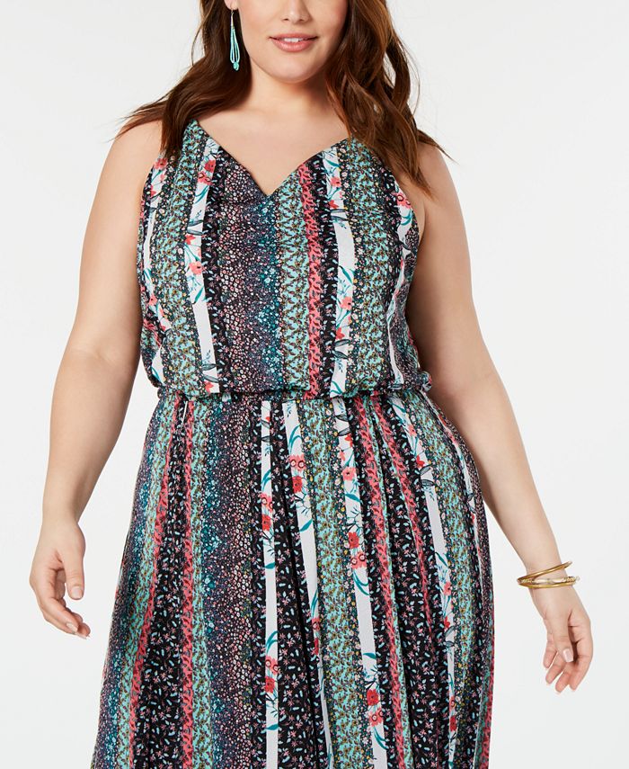 Style & Co Plus Size Printed Elastic-Waist Dress, Created for Macy's ...