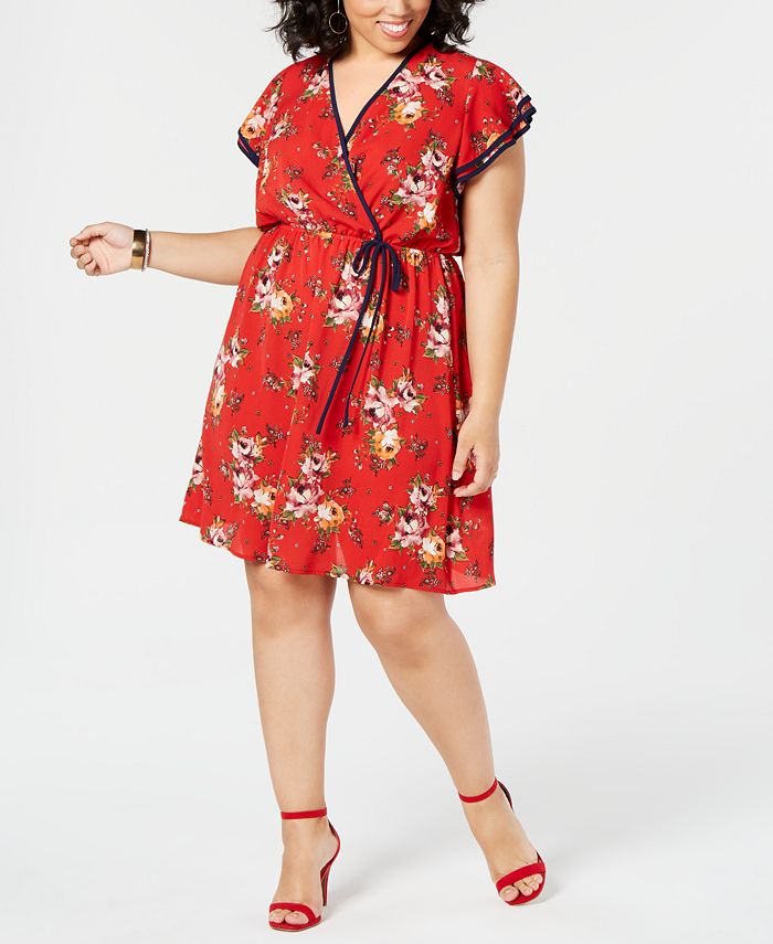Love Squared Trendy Plus Size Flutter-Sleeve Fit & Flare Dress - Macy's
