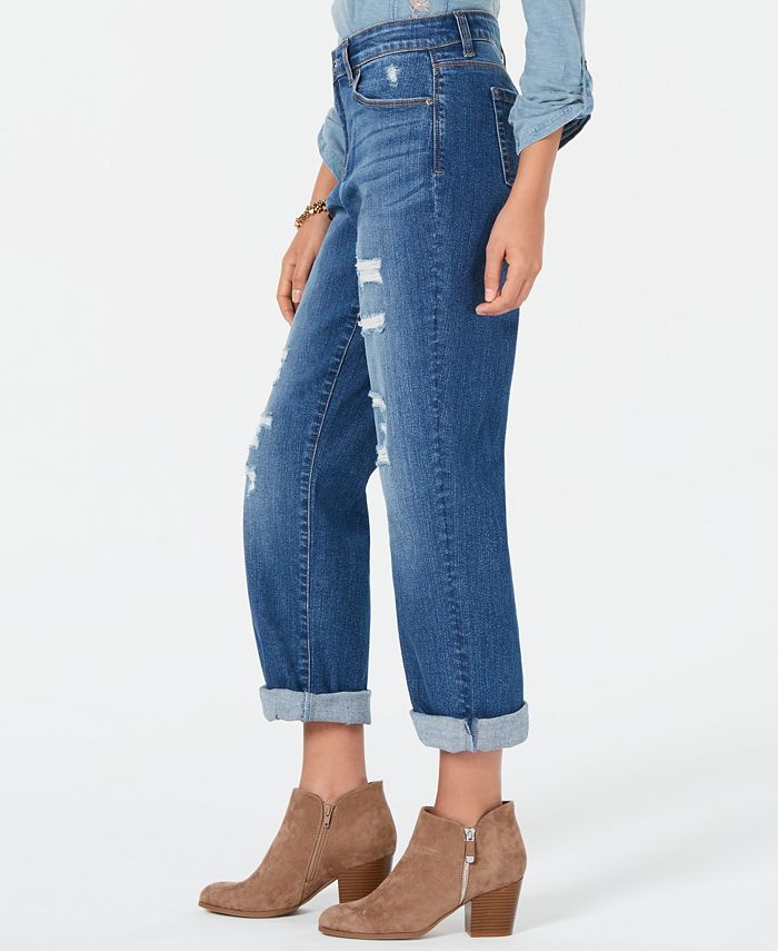 Style & Co Destructed Curvy-Fit Boyfriend Jeans, Created for Macy's ...
