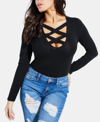 GUESS - Charlotte Crisscross-Neckline Top