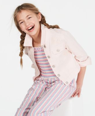 Epic Threads - Big Girls Crochet-Trim Denim Jacket