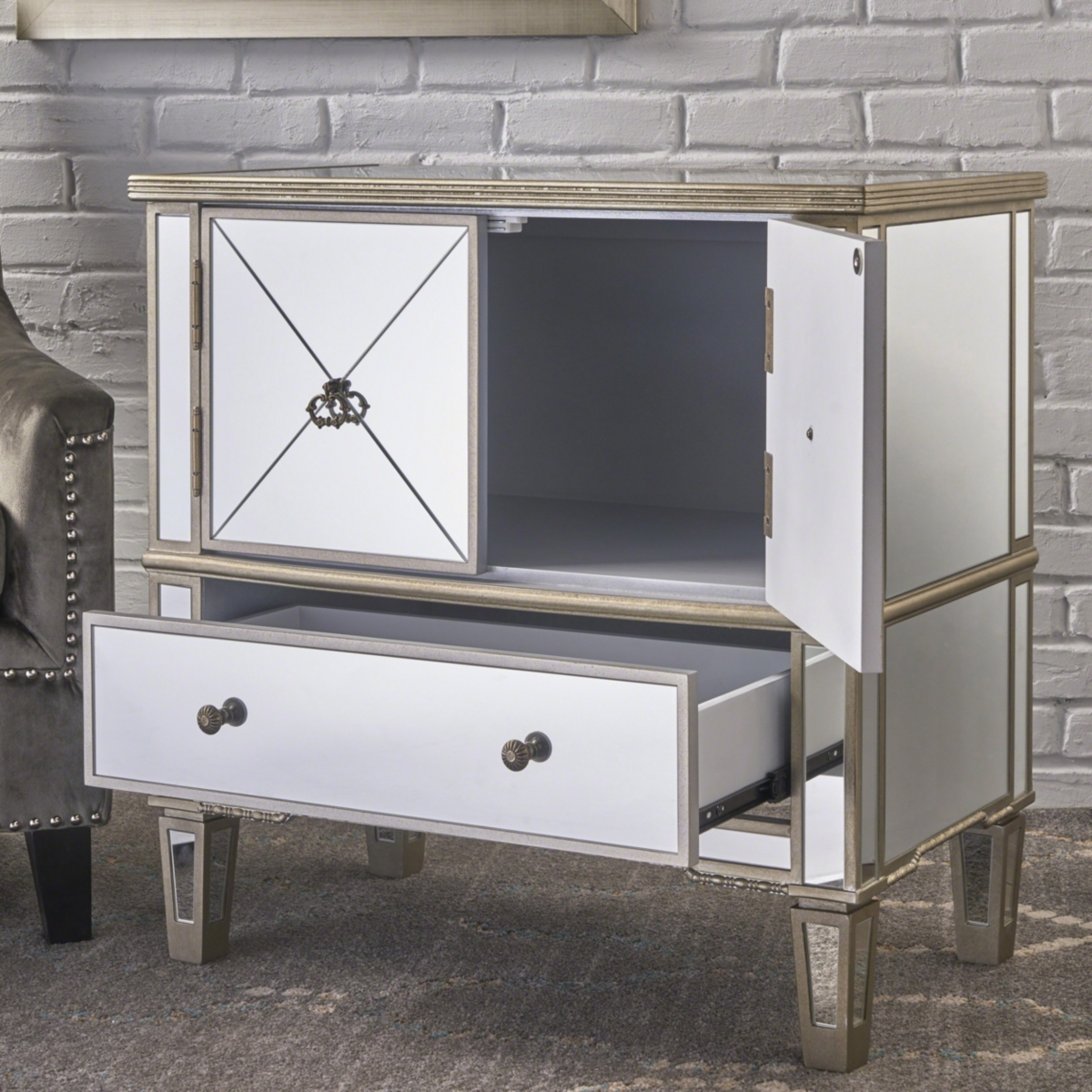 Noble House Ryanne 3 Drawer Cabinet In No Color