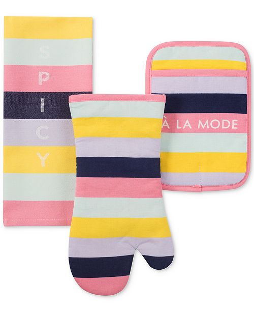 Kate Spade New York Ice Cream Stripe Kitchen Towel Oven Mitt