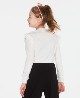 Epic Threads Big Girls Ruffle Shoulder Cropped Cardigan, Created for Macy's