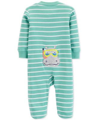 Carter's - Baby Boys Hippo Striped Footed Cotton Pajamas