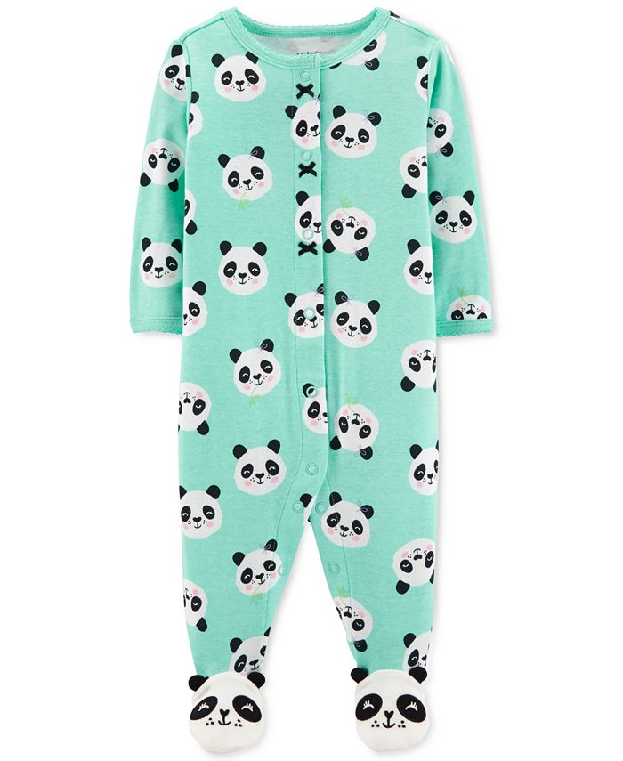 Carter's Baby Girls Panda-Print Footed Cotton Pajamas - Macy's