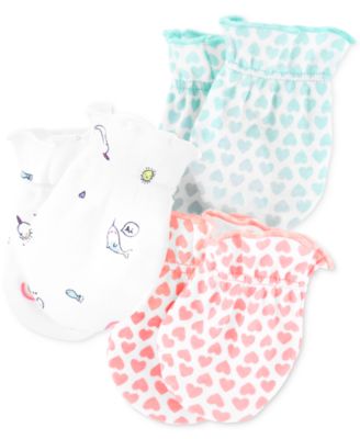 Carter's - Baby Girls Or Boys 3-Pack Printed Mittens Set