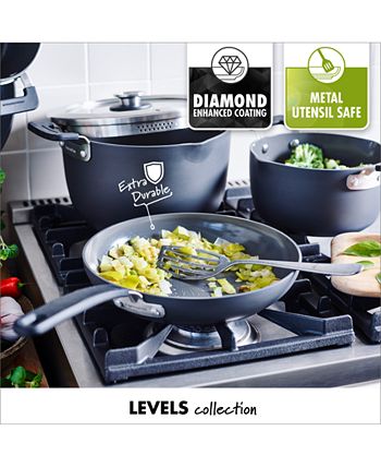 Levels Hard Anodized Stackable Ceramic Nonstick 11-Piece Cookware