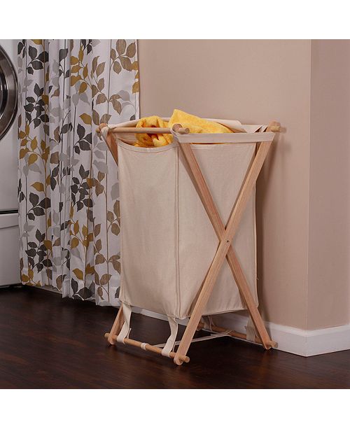 Household Essentials Collapsible Wood XFrame Laundry Hamper & Reviews Cleaning & Organization