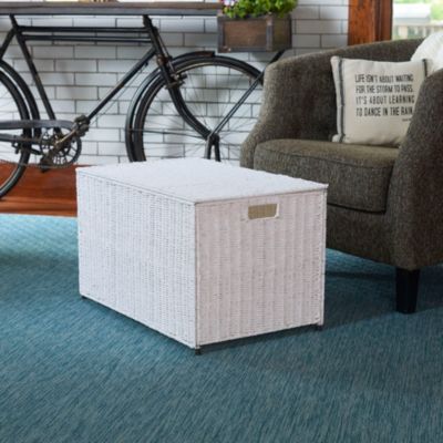 Large Wicker storage Chest, White 