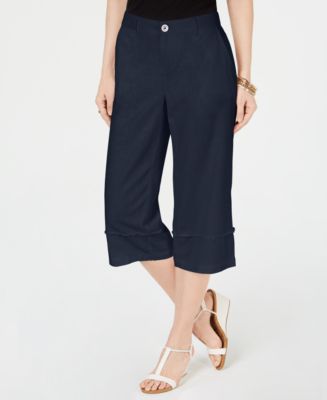 Style & Co Frayed Wide-leg Capri Pants, Created For Macy's - Macy's