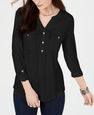 macy's women's black blouses