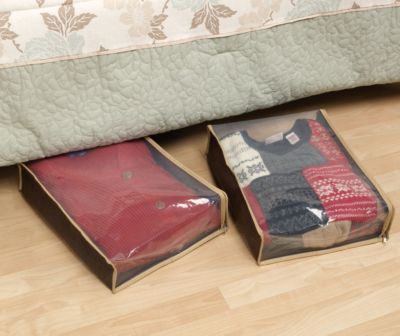 Set of Two Sweater Storage Bags, Coffee Linen