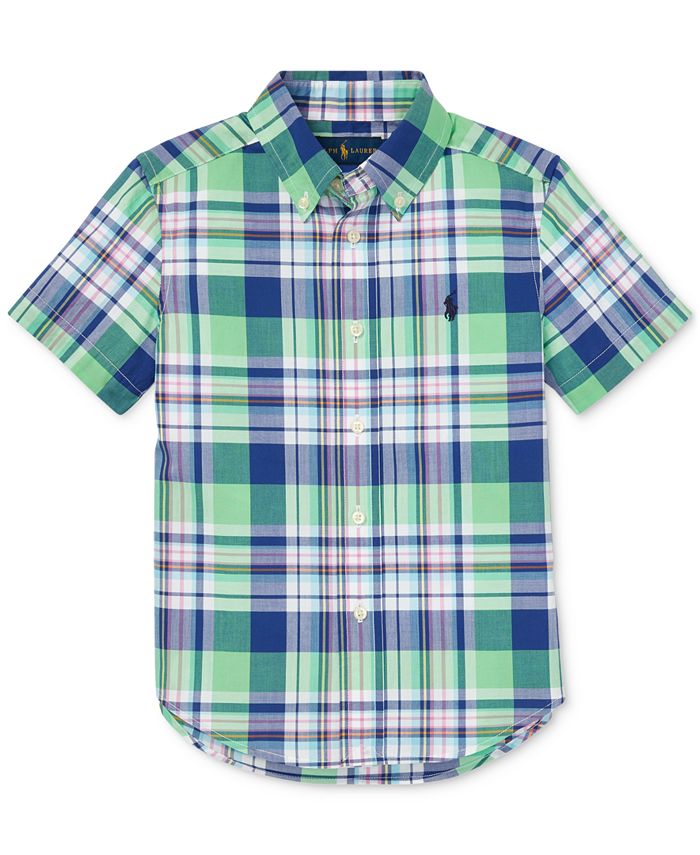 Polo Ralph Lauren Little Boys Plaid Stretch Cotton Poplin Shirt - Macy's