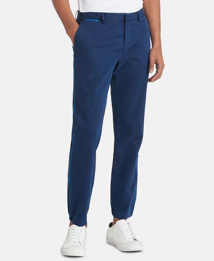 Calvin Klein Men's Classic-Fit Stretch Contrast-Piped Pants & Reviews ...