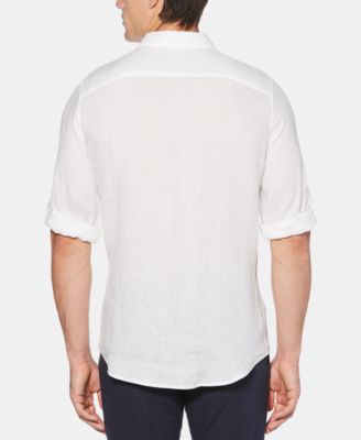 Men's Solid Linen Roll Sleeve Shirt