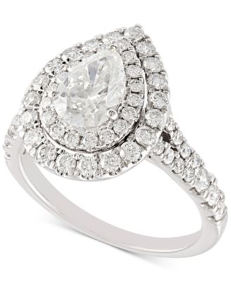 double halo pear diamond ring