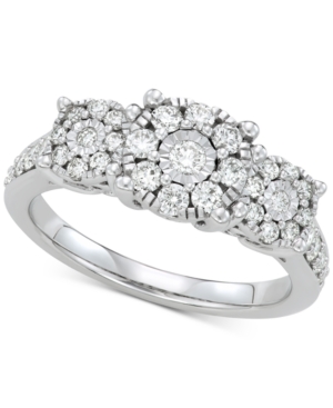 image of Diamond Cluster Statement Ring (3/4 ct. t.w.) in 14k White Gold