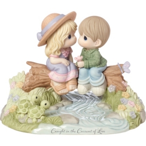 Precious Moments Limited Edition Caught In The Current Of Love Bisque Porcelain Figurine 183003 In Green