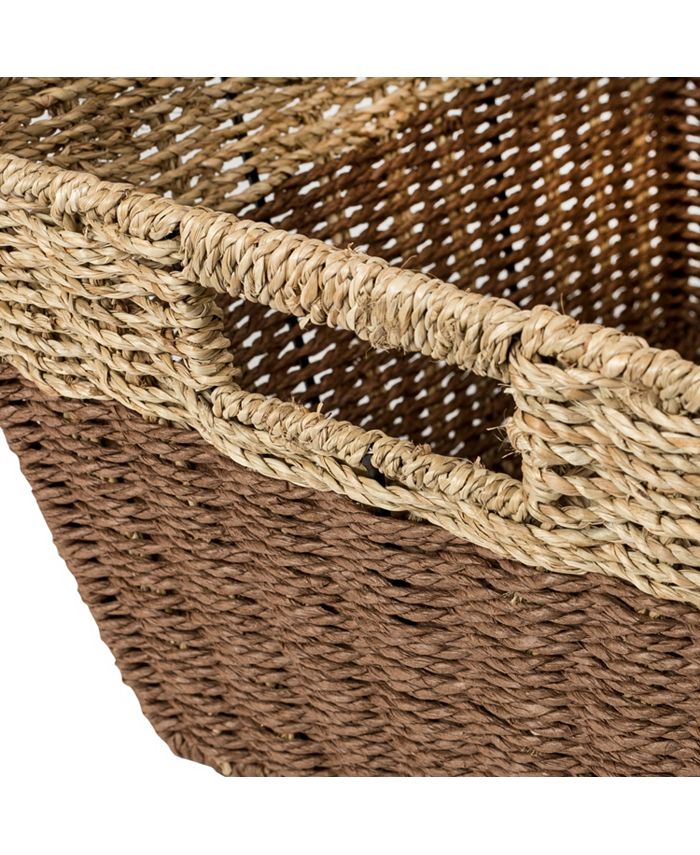 Honey Can Do Set of 3 Rectangle Nesting Seagrass Baskets with BuiltIn