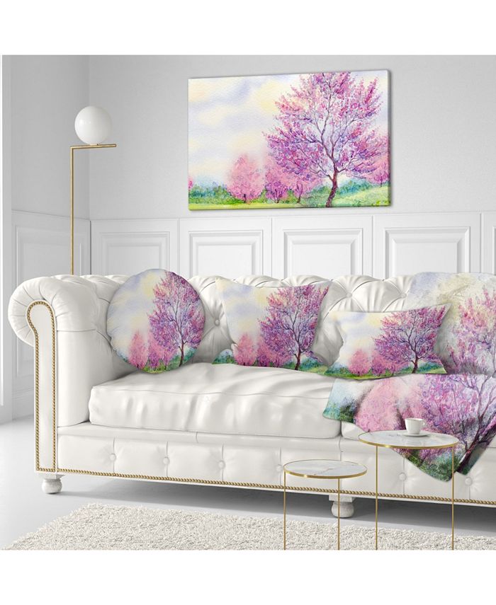 Design Art Designart 'Purple Spring Landscape' Floral Throw Pillow - 20 ...
