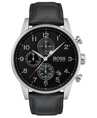 hugo boss mens watch black leather strap