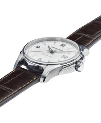 Men's Swiss Automatic Jazzmaster Viewmatic Brown Leather Strap Watch 40mm H32515555