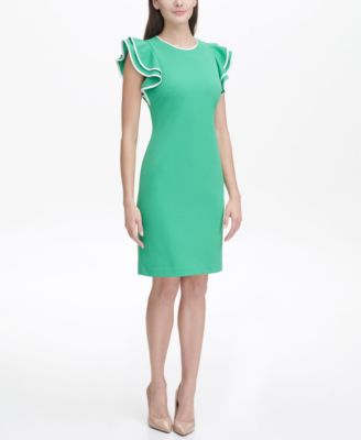 tommy hilfiger scuba crepe flutter sleeve sheath dress