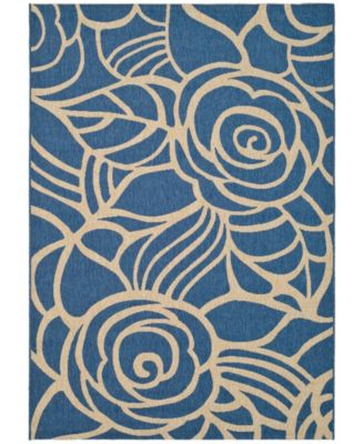 Courtyard CY5141 Blue and Beige 5'3" x 7'7" Outdoor Area Rug
