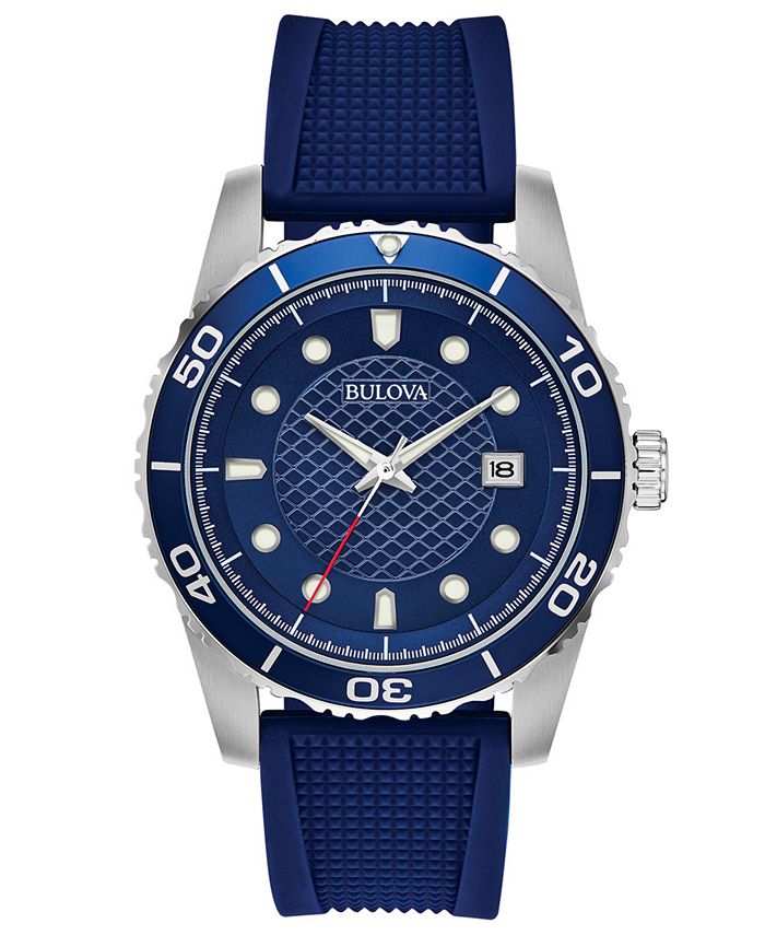 Bulova Men's Blue Silicone Strap Watch 42mm, Created for Macy's - Macy's