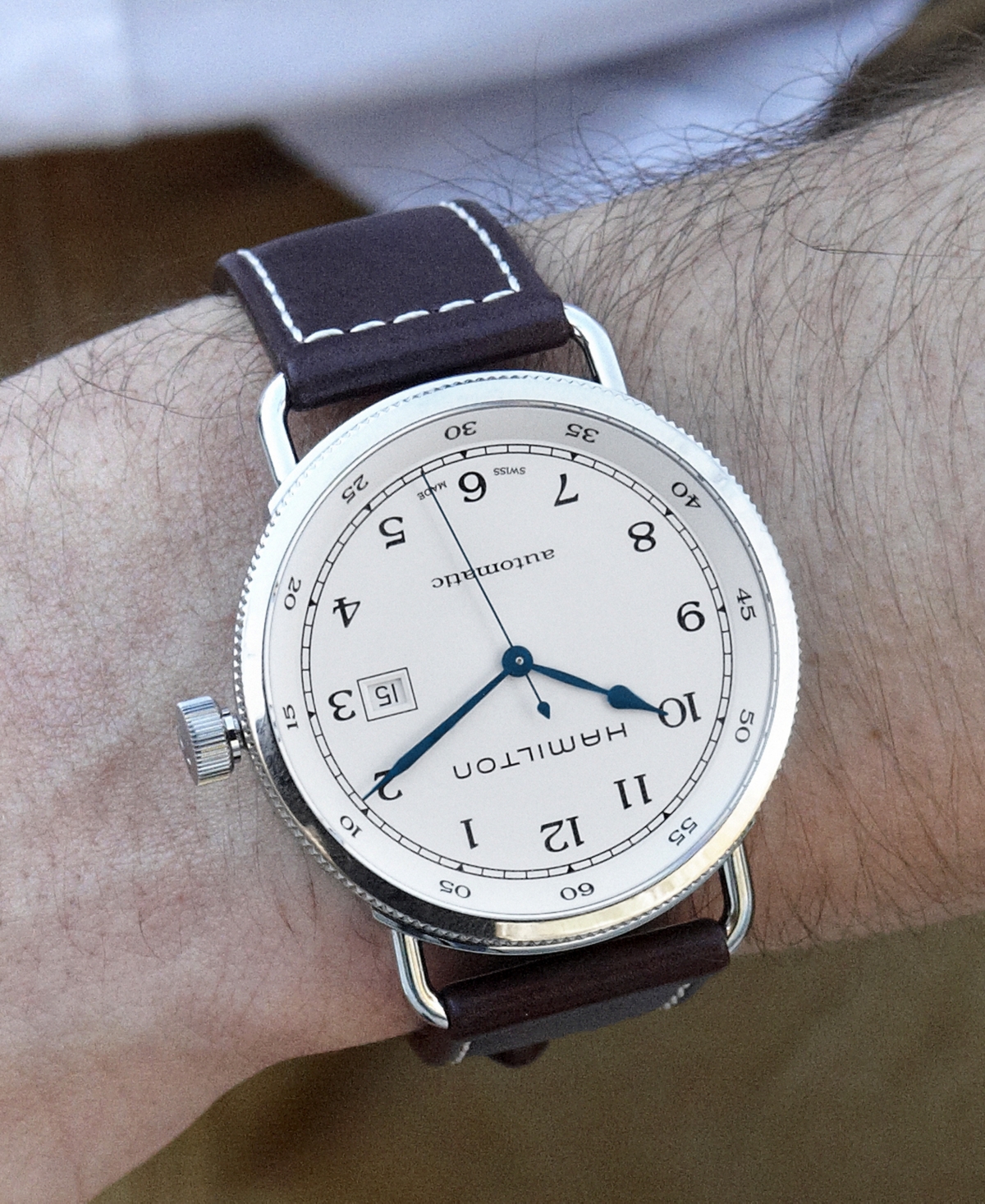 Hamilton Men's Swiss Automatic Khaki Navy Pioneer Brown Leather Strap Watch 43mm H77715553 In No Color