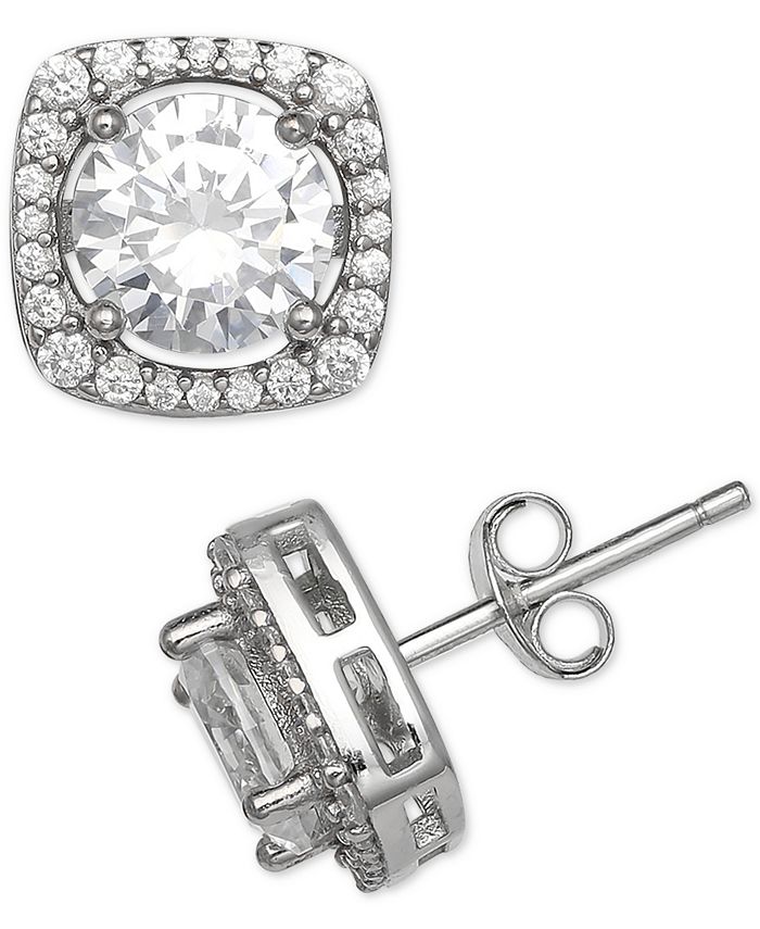 Sterling Silver Cubic Zirconia Halo Stud Earrings - Classic CZ Studs For Women | Day To Night Jewelry