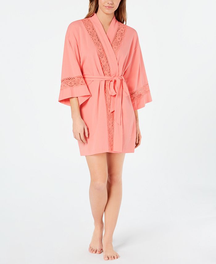 Charter Club Embroidered Lace Soft Knit Robe, Created for Macy's - Macy's
