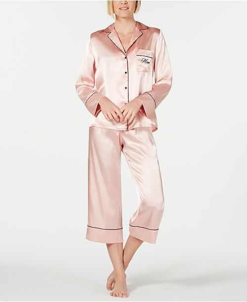 Linea Donatella Mom Embroidered Top And Ankle Pants Pajama Set Reviews Bras Panties Lingerie Women Macy S