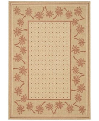 Courtyard CY5148 Ivory and Rust 5'3" x 7'7" Sisal Weave Outdoor Area Rug