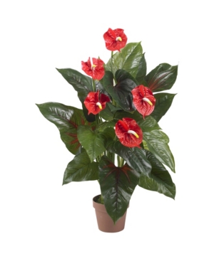 Nearly Natural 3' Anthurium Silk Plant In Red