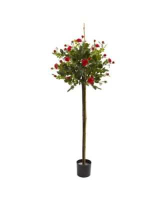 Nearly Natural - 3' Rose Topiary Silk Tree