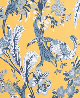 Lush Decor Dolores Light Filtering Window Panels, Pair, 52" W x 63" L, Yellow - Toile Curtains - Floral Bird Print
