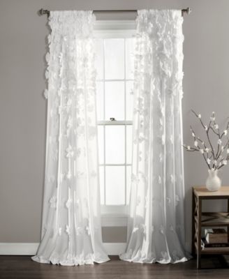 Lush Decor Riley Light Filtering Window Curtain Panel, Single Curtains for Bedroom - Bow Decor - Coquette Curtains for Windows