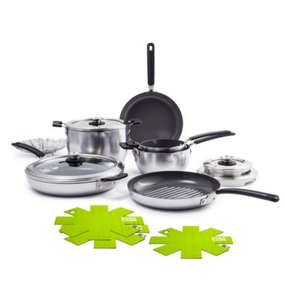Levels 11-Pc. Stainless Steel Stackable Ceramic Nonstick Cookware Set