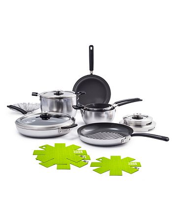 Levels Stainless Steel Stackable Ceramic Nonstick 11-Piece Cookware Se