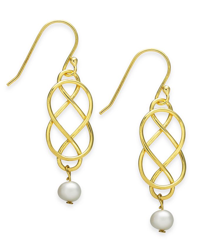 Giani Bernini Freshwater Pearl (5mm) Woven Wire Drop Earrings in 18k ...