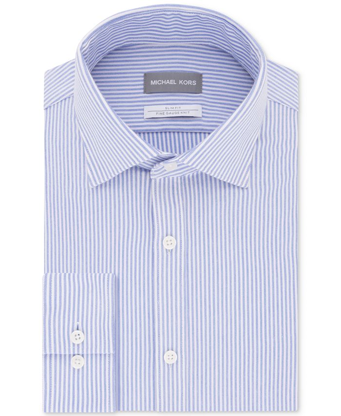Michael Kors Men's SlimFit NonIron Performance Knit Stripe Dress Shirt Macy's