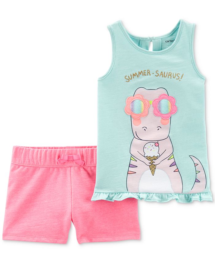 Carter s Baby Girls 2 Pc. Summer Saurus Top Shorts Set Macy s