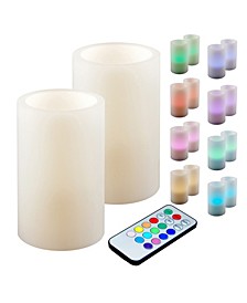 Lumabase Set of 2 Multi Colored Flickering LED Candle with Remote Control